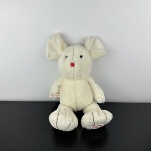 Rouge Kaloo France Rare White Cream Mouse 12" Red Nose Plush Stuffed Animal HTF